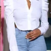 Fashion Sexy Buckle Asymmetrical Turndown Collar Tops