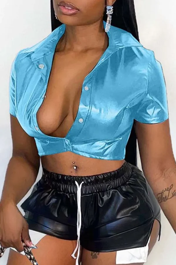 Casual Turndown Collar Tops