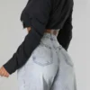 Black Street Solid Buttons Chains Shirt Collar Tops