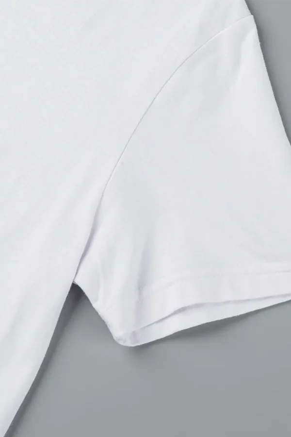 White Vintage Print Letter O Neck T-Shirts