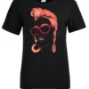 Black Daily Vintage Print O Neck T-Shirts