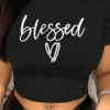 Black Casual Print O Neck T-Shirts
