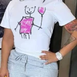 White Daily Cute Print O Neck T-Shirts