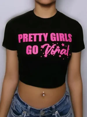 Black Casual Letters O Neck T-Shirts