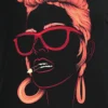 Black Daily Vintage Print O Neck T-Shirts