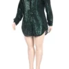 Sequins Shirt Collar Shirt Dress