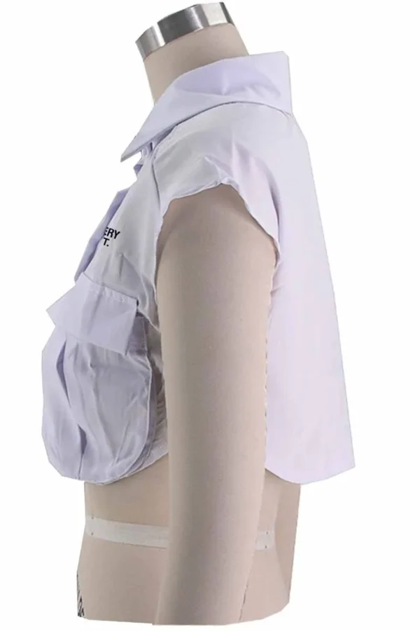 Casual Print Letter Turndown Collar Tops