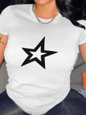 The stars Print O Neck T-Shirts