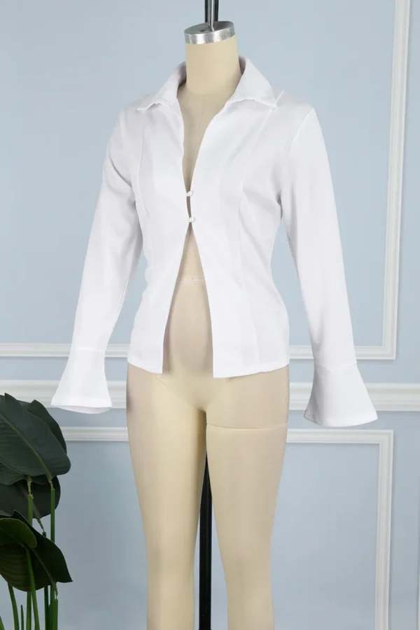 Bandage Buttons Backless Turndown Collar Tops