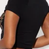 Black Casual Print Basic O Neck T-Shirts
