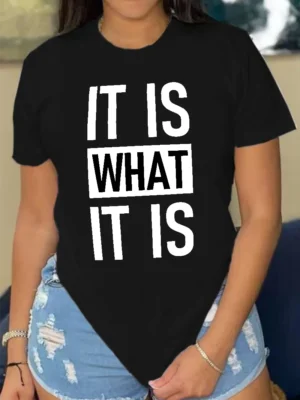 Daily Print Letter O Neck T-Shirts