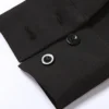 Black Street Solid Buttons Chains Shirt Collar Tops