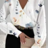 Casual Print V Neck Tops