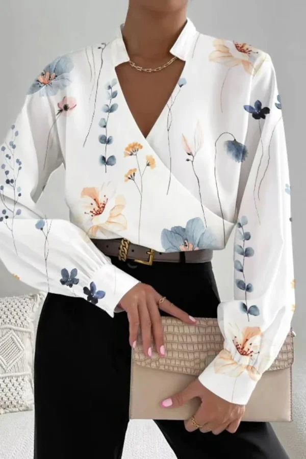 Casual Print V Neck Tops