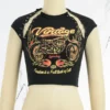 Black Casual Print Basic O Neck T-Shirts