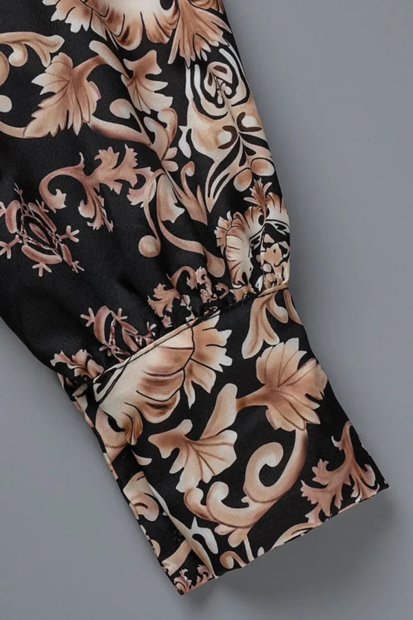 Elegant Print Backless Half A Turtleneck Tops