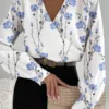 Casual Print V Neck Tops