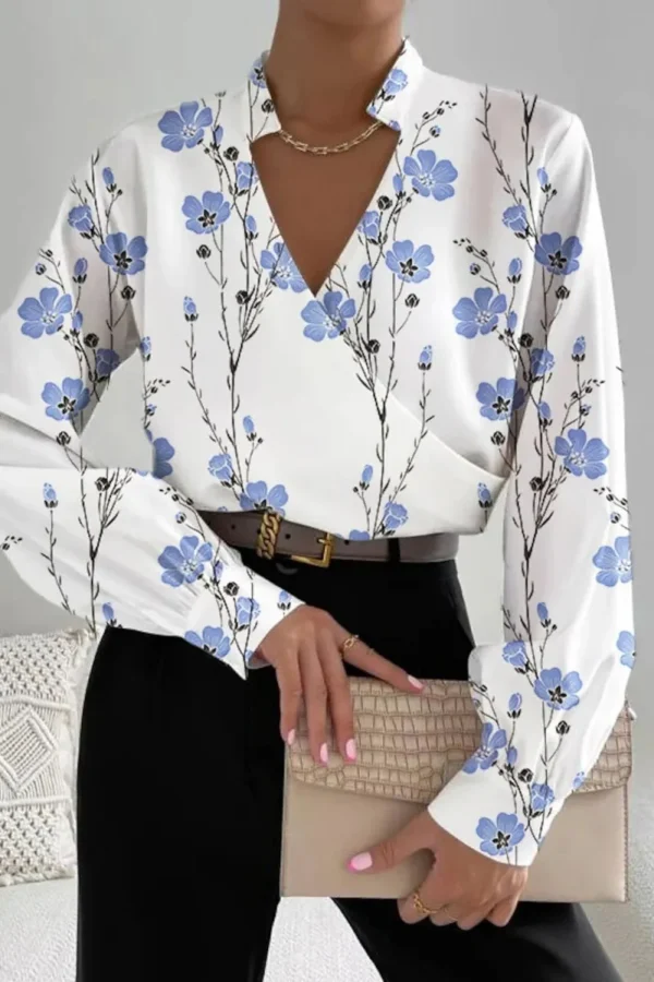 Casual Print V Neck Tops