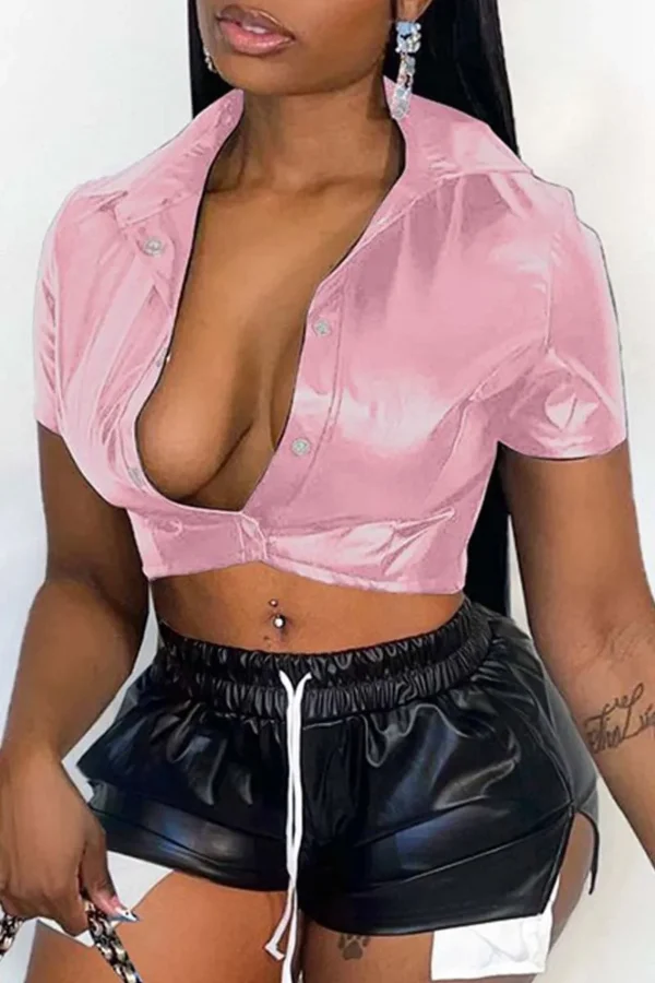 Casual Turndown Collar Tops