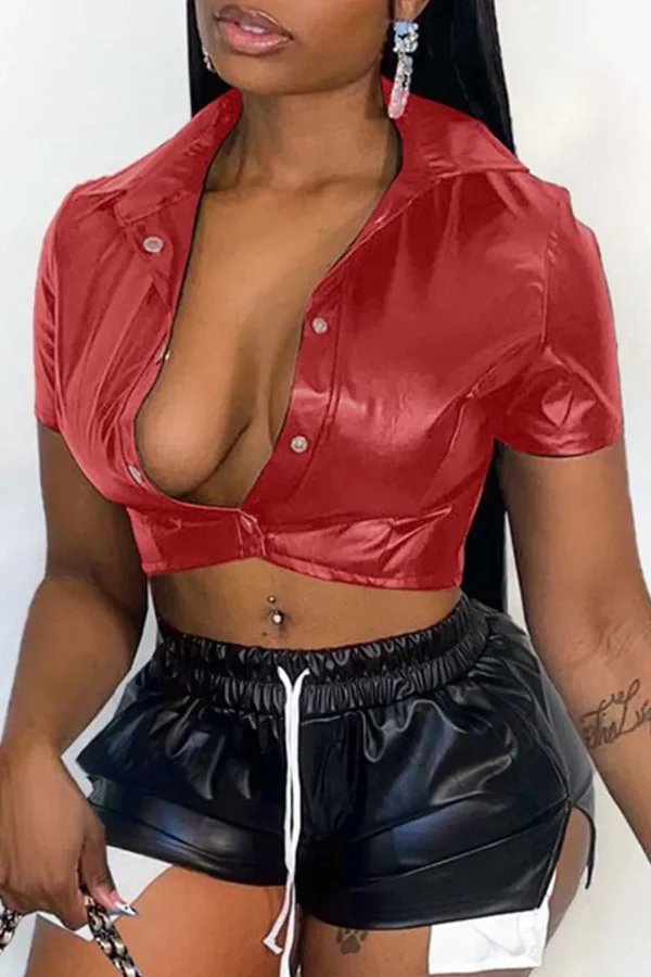 Casual Turndown Collar Tops