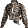 Elegant Print Backless Half A Turtleneck Tops