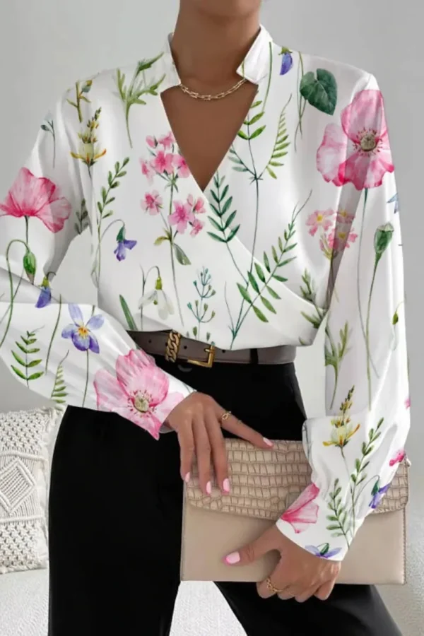 Casual Print V Neck Tops