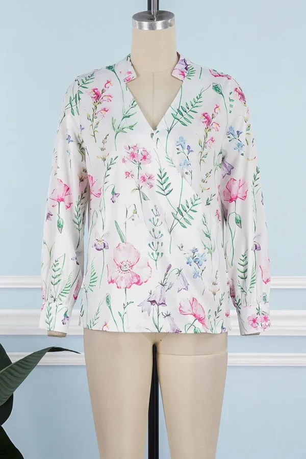 Casual Print V Neck Tops