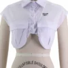 Casual Print Letter Turndown Collar Tops