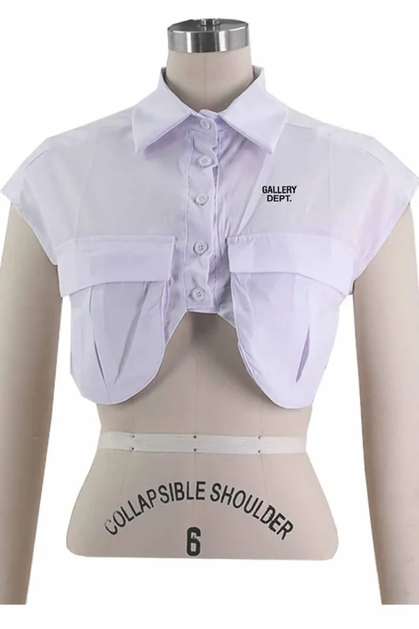 Casual Print Letter Turndown Collar Tops