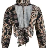 Elegant Print Backless Half A Turtleneck Tops