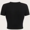 Black Casual Letters O Neck T-Shirts