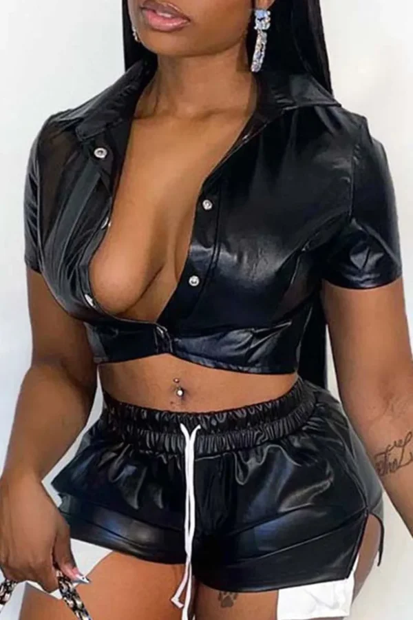 Casual Turndown Collar Tops